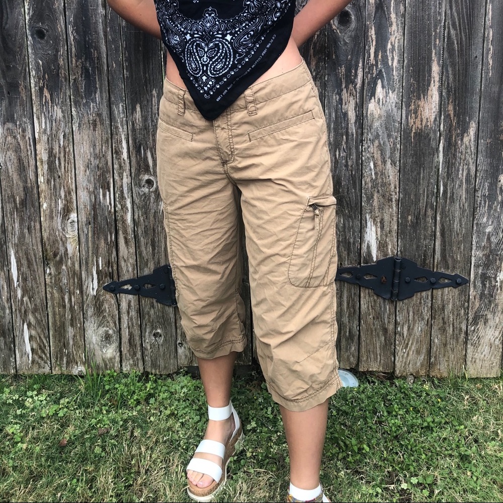 Tan knee high cargo pants